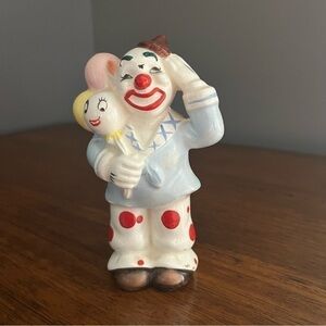 Vintage Porcelain Clown with Smiling Anamorphic Balloons - Marked Japan